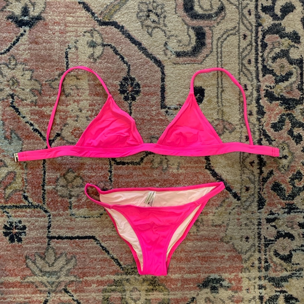 Solid & Striped Neon Pink Bikini Swimsuit